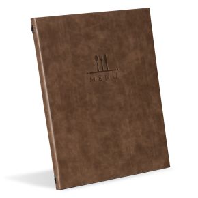 Faux Leather Menu A4 Brown - Pack 10 - IT03